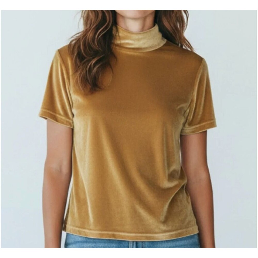 Madewell XS Velvet Mockneck T-shirt 70s 90s Y2K Retro Gremlin Goblincore Whimsy